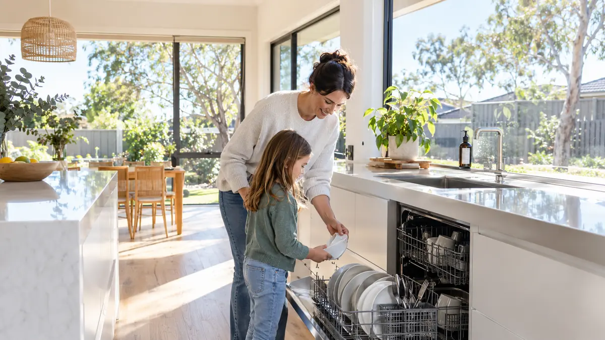 Perth family running a dishwasher at midday to use cheap solar power